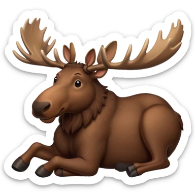 moose resting on the ground, relaxed sticker