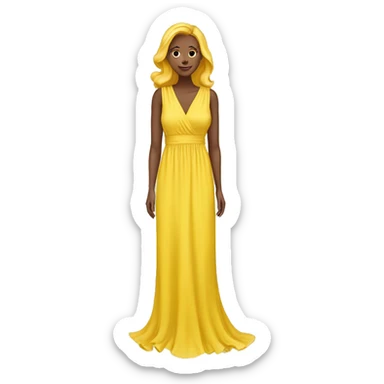 yellow chiffon maxi dress isolated   sticker
