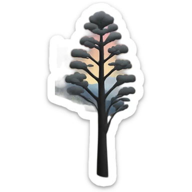 Montagne arc-en-ciel avec des arbres noir et blanc sticker