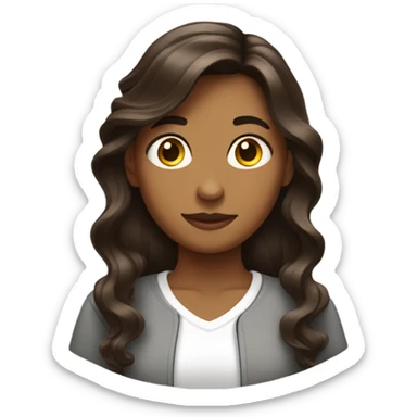 Una adolescente ondulada con cabello café  sticker