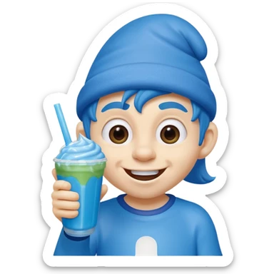 smurf drinking slurpee sticker