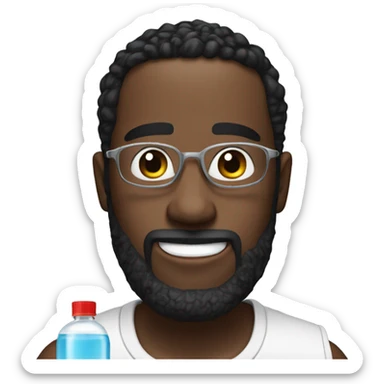 diddy holding a bottle of baby oil with a beard sticker