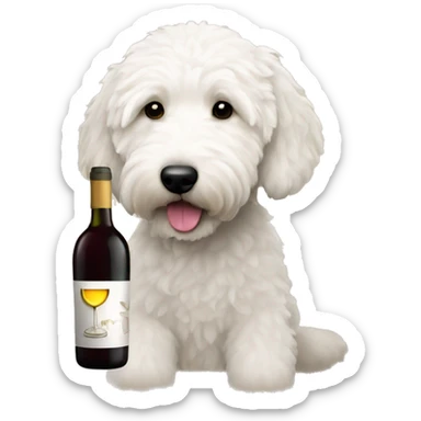 White golden doodle drinking wine  sticker