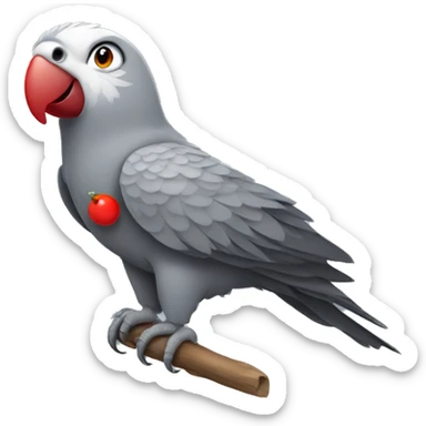 Gray parrot with one red on his ass tail sticker
