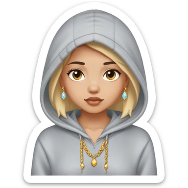girl in hoodie with jewelry sticker