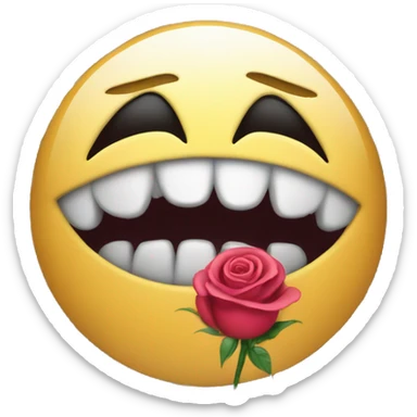 money eyes with sharp teeth and a rose in the mouth sticker