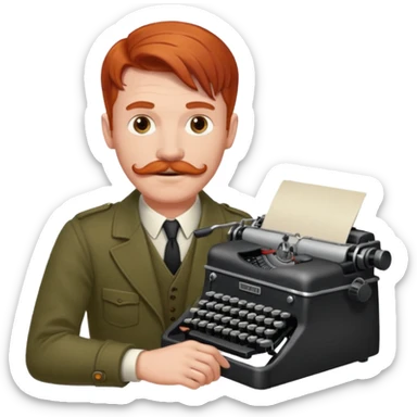 moustache redhead man with vintage typewriter sticker