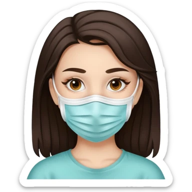 aesthetic brunette girl in face mask sticker