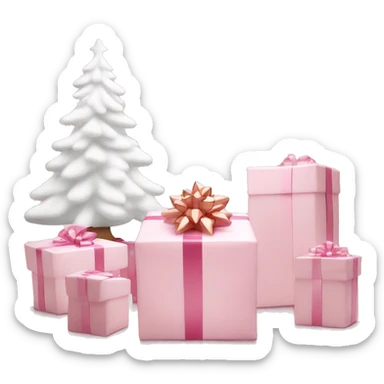 Light pink Christmas gifts under a white Christmas tree  sticker