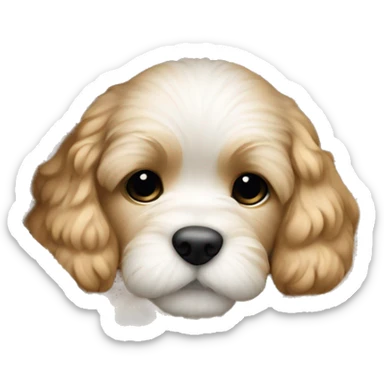 Cream cockapoo puppy cozy sleep in blanket sticker