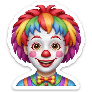 clown with big red nose and rainbow wig emoji sticker