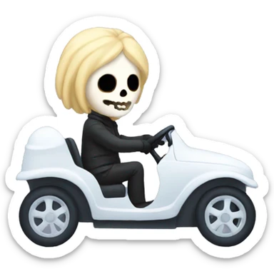 Blonde skeleton driving in the snow sticker