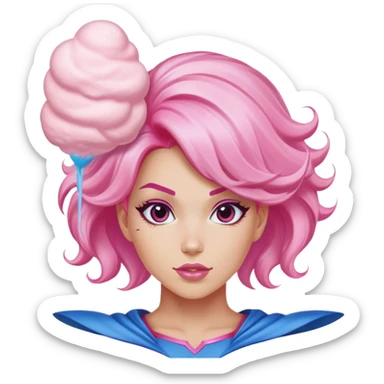 cotton candy woman super hero flying sticker