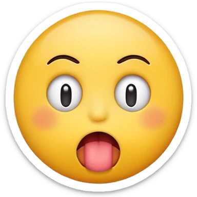 Round yellow emoji face with a bored expression, downturned mouth and tongue poking out sticker