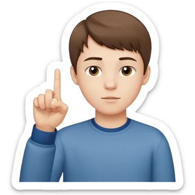 Pale young teenage boy with short brown hair giving middle finger sticker
