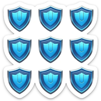 Futuristic glowing blue emoji badge set for the brand name “DRAEV” — includes shield, checkmark, camera, briefcase, verified tick, bot face, and rocket. Neon blue glow, dark gradient background, cyber aesthetic, 3D soft lighting, premium tech style. sticker