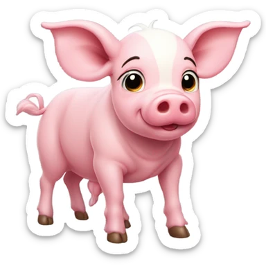 Piglet riding bull sticker