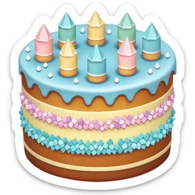 Two layer cake adorned with overflowing raw pastel crystals  sticker