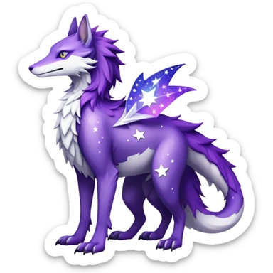 Epic Edgy Black White Purple ethereal eldritch Sergal-shiny sparkle starry Serval-Fionbri full body sticker