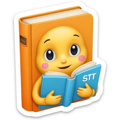 Minimal and cute book character with the word "SSTT" sticker