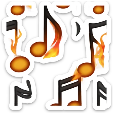 Music notes on fire sticker