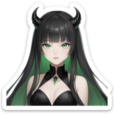 Beautiful ethereal Gorgeous Vampiric Edgy Anime Lady With Black grey green  sticker