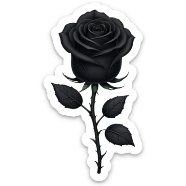 goth black rose stem sticker