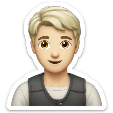 Young cobbler, white skin, short hair, black eyes sticker