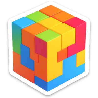 Minecraft logo inspired icon, 3D blocky look, vibrant colors sticker