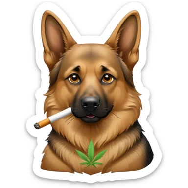 German Shepard smoking a weed joint sticker
