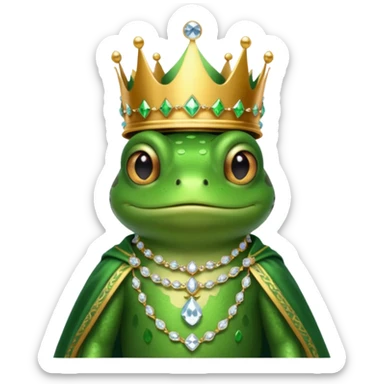 frog King, with crown, crystal and standing, royal cloth sticker
