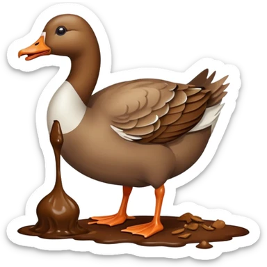 Goose eating poop sticker