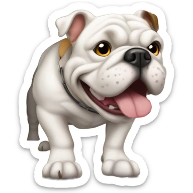 Bulldog going through a doggy door sticker