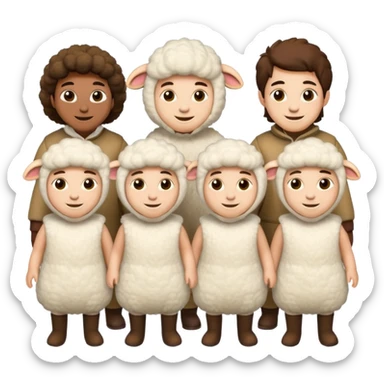 Quero 5 pessoas vestidas de ovelhas sticker