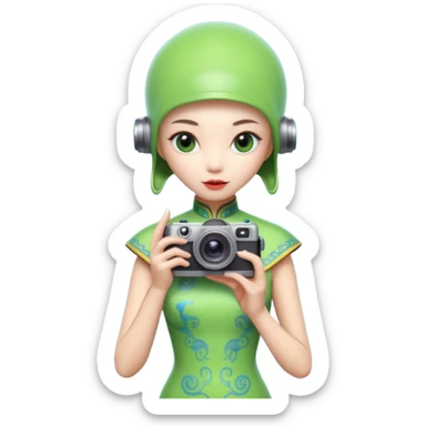 cheongsam ancient alien with camera sticker