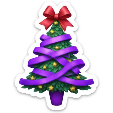Purple Christmas tree with a bow on top sticker
