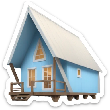 Light blue a-frame cabin sticker