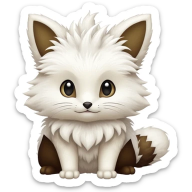 White furry romantic vintage antique divine beautiful elegant pretty precious cute young youthful  Fakémon-Pokémon-hybrid-creature sticker