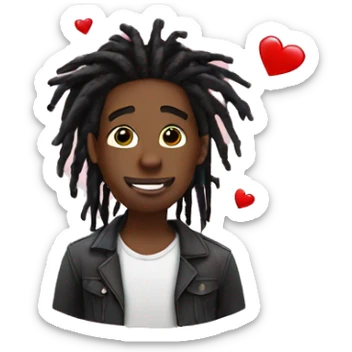  black male with dreads in love hearts sticker