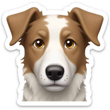 A short haired sand and white cross breed border collie with falling ears sticker