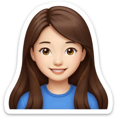 girl aesthetic emoji, asian beautiful long brown hair sticker