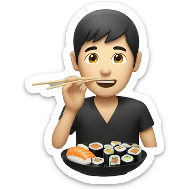 Chinese guy eating sushi  sticker