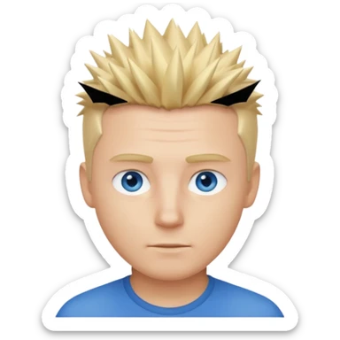 white man short spike hair blond sticker
