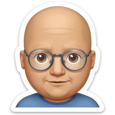 bald from the middle chubby face with glasses sticker