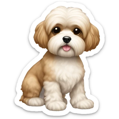Poodle Shih Tzu mix tan color full body  sticker