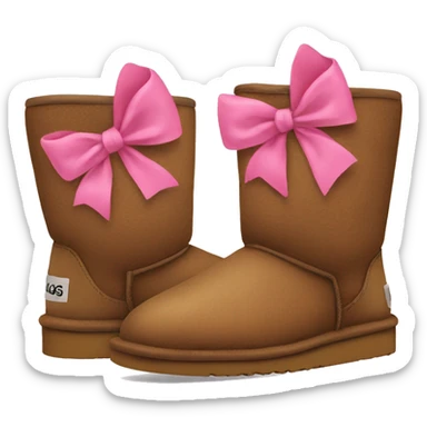 Brown Uggs with two pink bows sticker