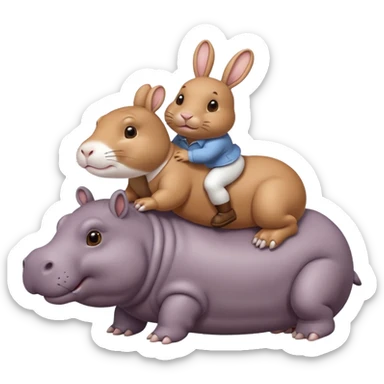 rabbit on hippo sticker