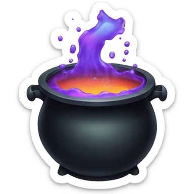 Black Witches cauldron with multicolored liquid inside  sticker