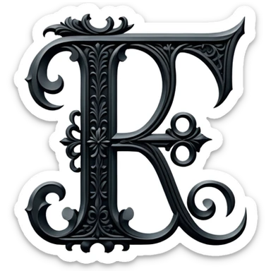 Black gothic Victorian , letter “F” of the alphabet sticker