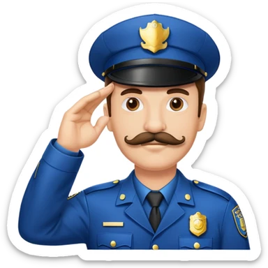 Guy with cop stache saluting  sticker